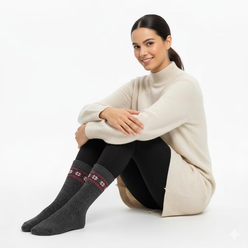 NinetoFiveLife Pack of 4 Womens Merino Wool Socks Winter Hiking Socks Knit Outdoor Recreation Warm Soft and Comfortable Size 5 to 9 - Image 2